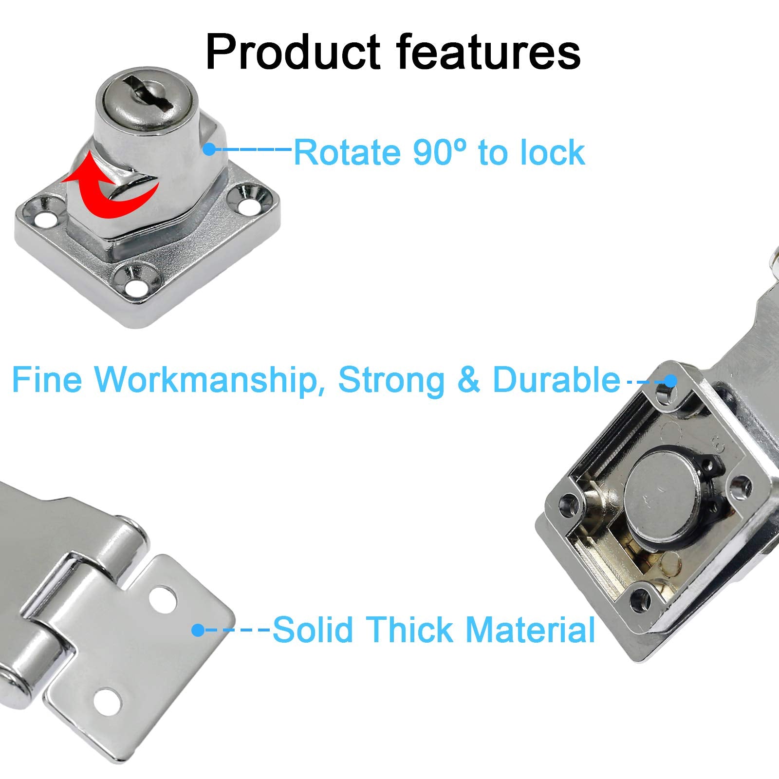 HASTHIP 2 Set Drawer Lock with Key Locking Hasp, 3 Inch Metal Twist Knob Keyed Locking Hasp for Door Desk Wardrobe Lock, Cabinet, Chrome Plated Hasp Latch Safety Lock for Home & Office (Sliver) HASTHIP 2 Set Drawer Lock with Key Locking Hasp, 3 Inch Metal Twist Knob Keyed Locking Hasp for Door Desk Wardrobe Lock, Cabinet, Chrome Plated Hasp Latch Safety Lock for Home & Office (Sliver)